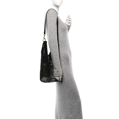 Saint Laurent Raffia Calfskin Oxalis Shoulder Bag Black 2 of 11