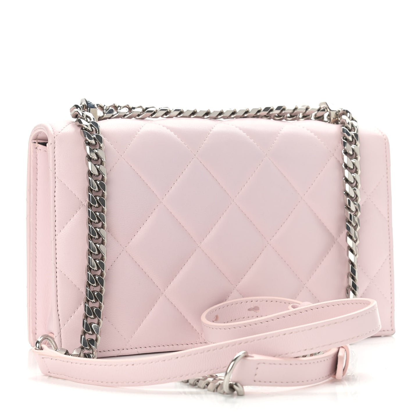 Lambskin Quilted Knuckle Shoulder Bag Pink