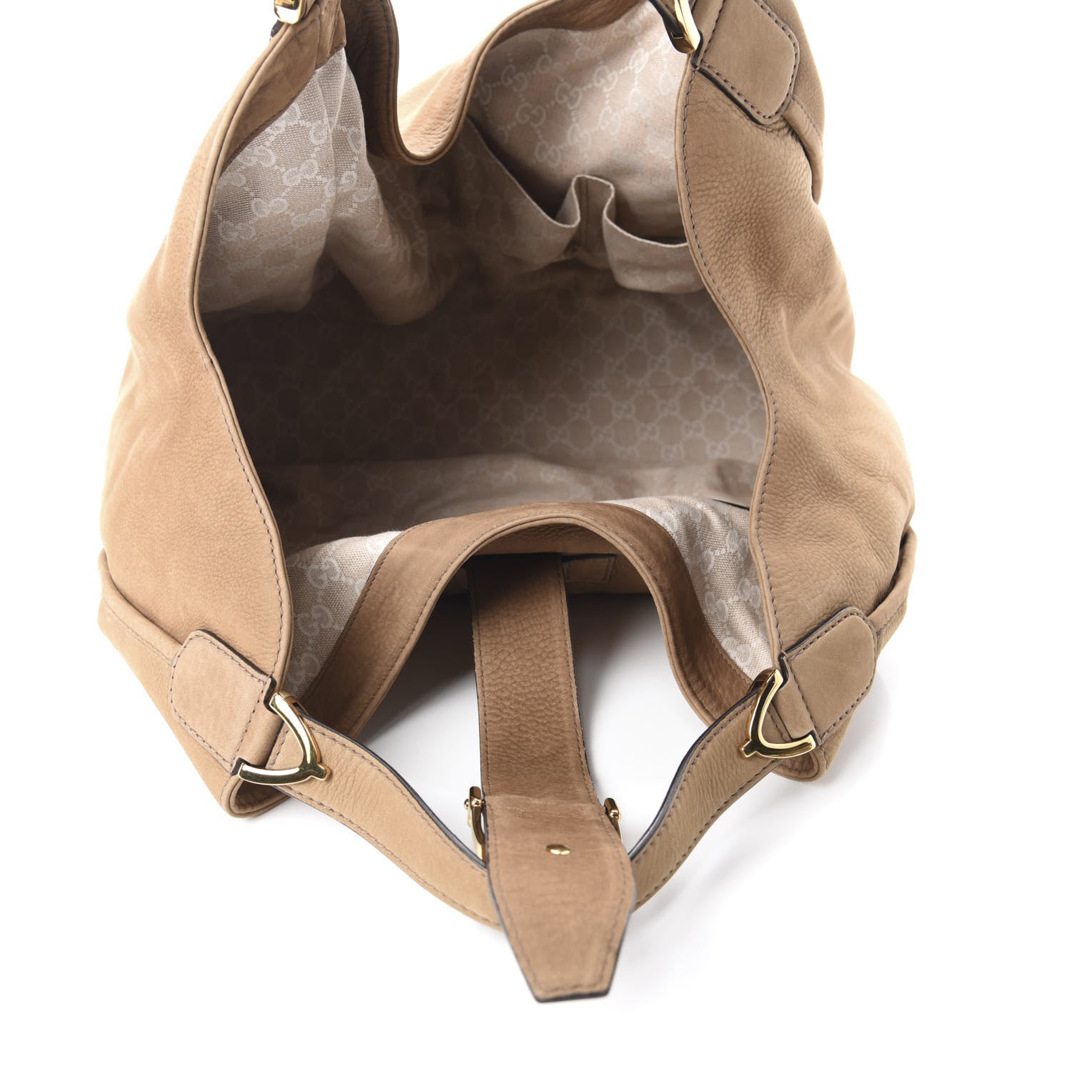 Gucci Nubuck Large Soft Stirrup Shoulder Bag Light Brown 5 of 10