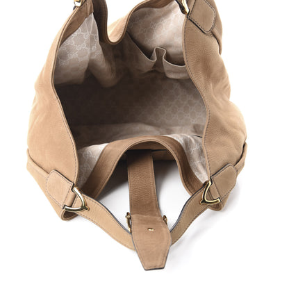 Gucci Nubuck Large Soft Stirrup Shoulder Bag Light Brown 5 of 10