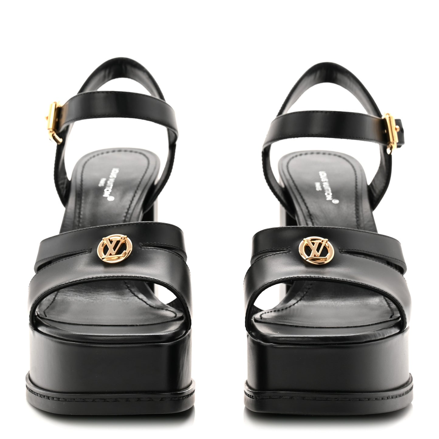 Calfskin Maya Platform Sandals 36.5 Black
