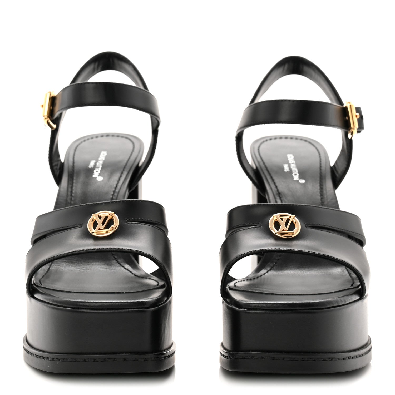 Louis Vuitton Calfskin Maya Platform Sandals 36.5 Black 2 of 9