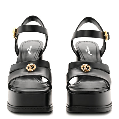 Louis Vuitton Calfskin Maya Platform Sandals 36.5 Black 2 of 9