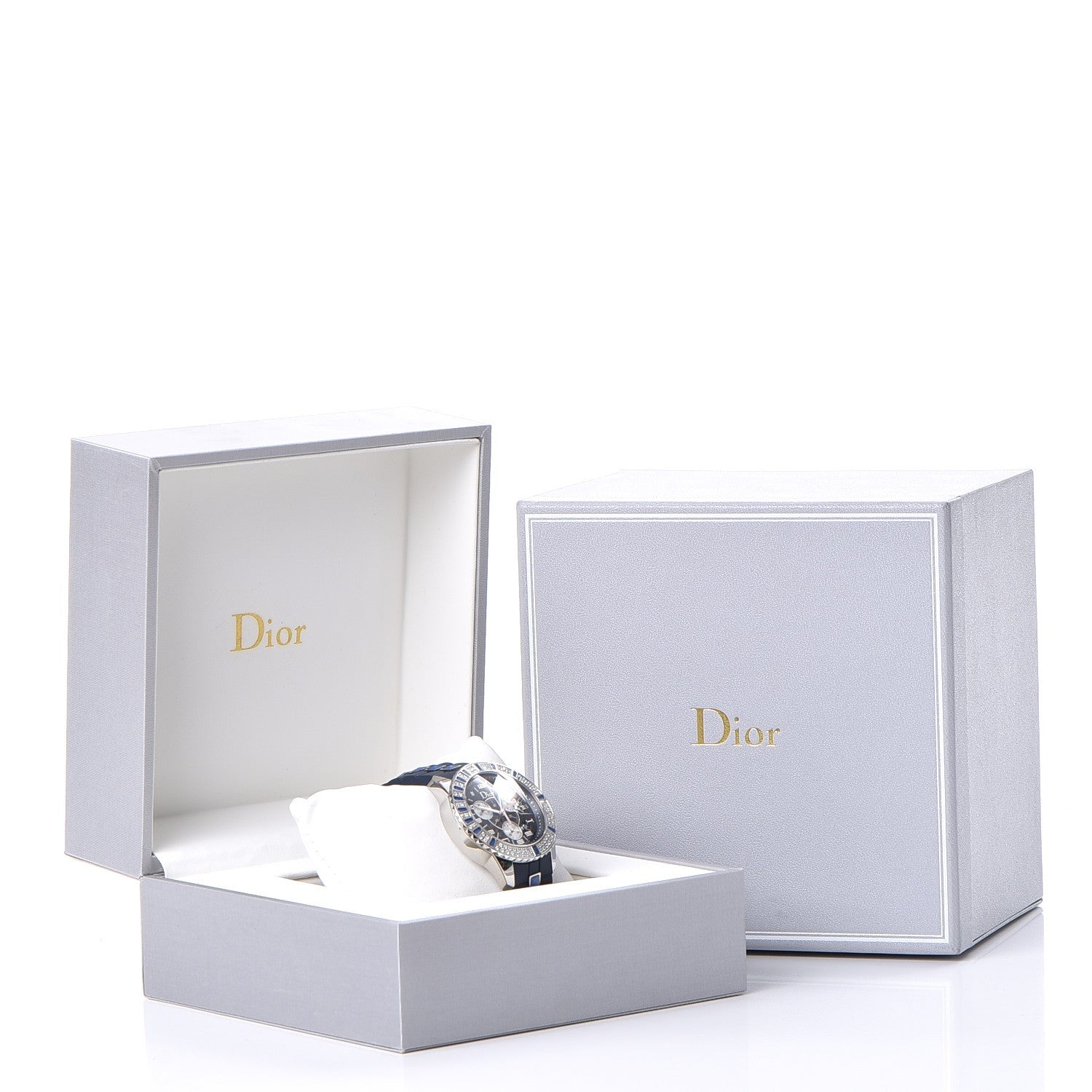Christian Dior Stainless Steel Rubber Diamond Blue Sapphire 38mm Christal Chronograph Quartz Watch Blue 11 of 11