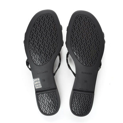 Hermes Rubber Chaine d'Ancre Rivage Sandals 39 Black 5 of 7