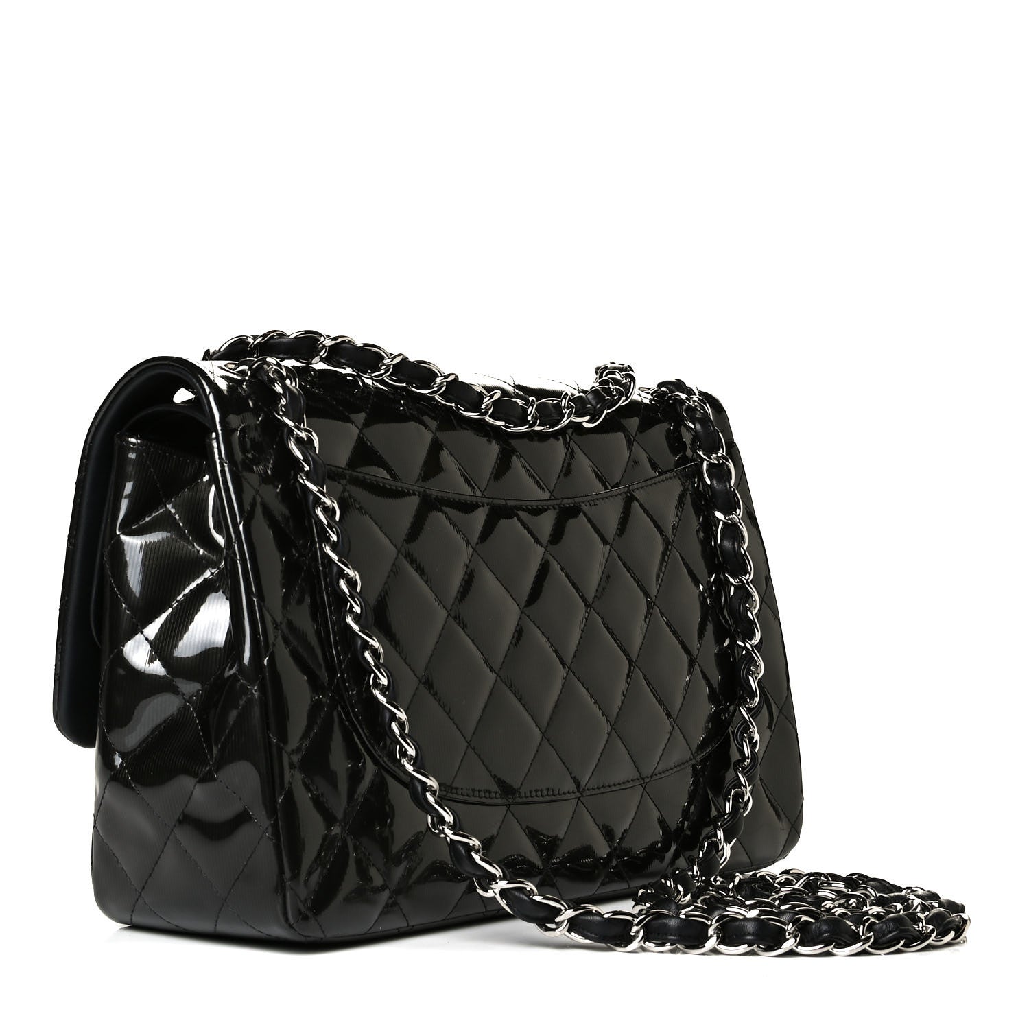 Chanel Striated Patent Quilted Jumbo Double Flap Dark Gray 3 of 8