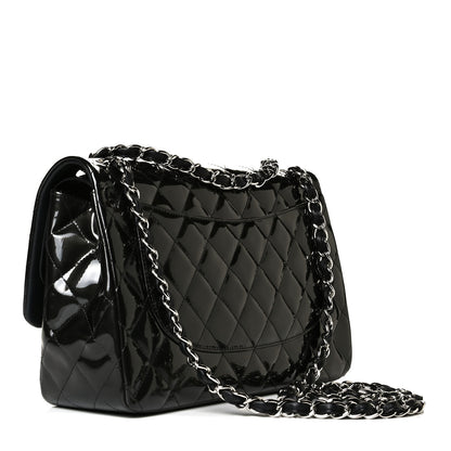 Chanel Striated Patent Quilted Jumbo Double Flap Dark Gray 3 of 8