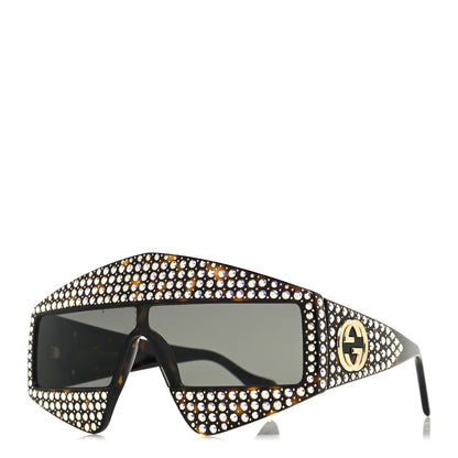 Gucci Crystal Rectangular Frame Sunglasses GG0357S Tortoiseshell 1 of 8