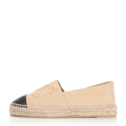 Chanel Lambskin CC Espadrilles 41 Beige Black 1 of 7