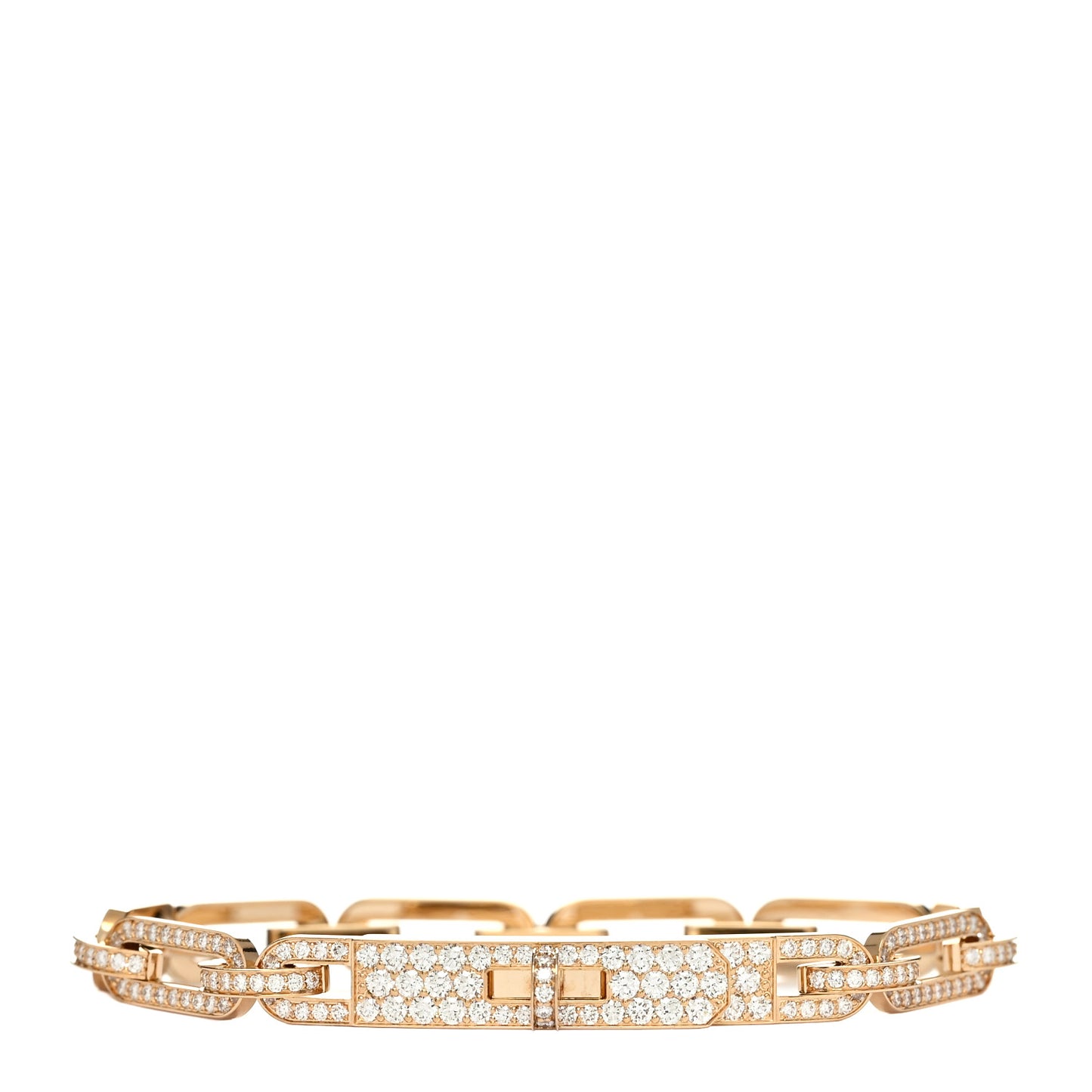 18K Yellow Gold Diamond Full Pave PM Kelly Chaine Bracelet XS