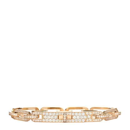 Hermes 18K Yellow Gold Diamond Full Pave PM Kelly Chaine Bracelet XS 1 of 4