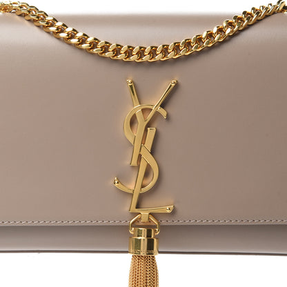 Saint Laurent Smooth Calfskin Small Classic Monogram Kate Tassel Satchel Dark Beige 11 of 12