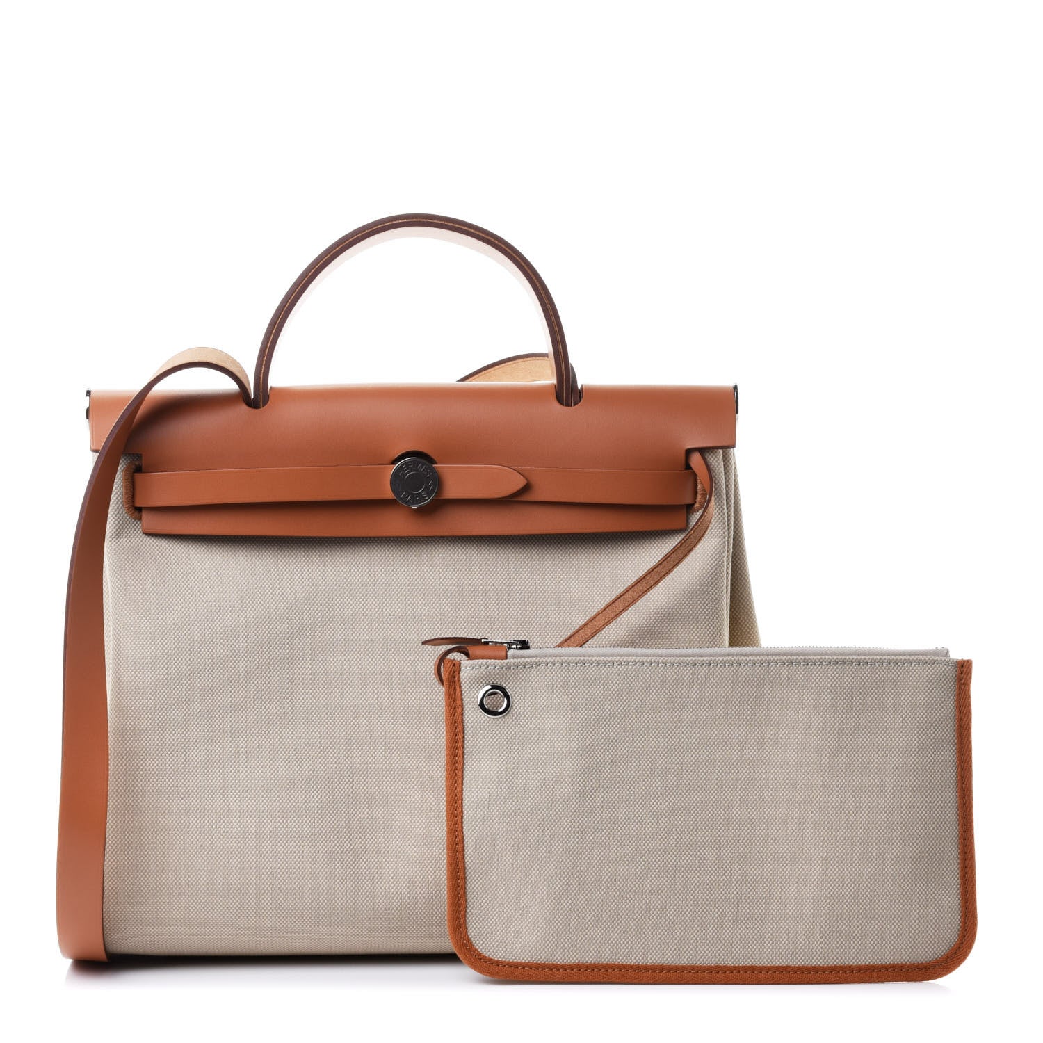 Hermes Vache Hunter Criss Viking Herbag Zip Retourne 31 PM Beton Fauve 1 of 4
