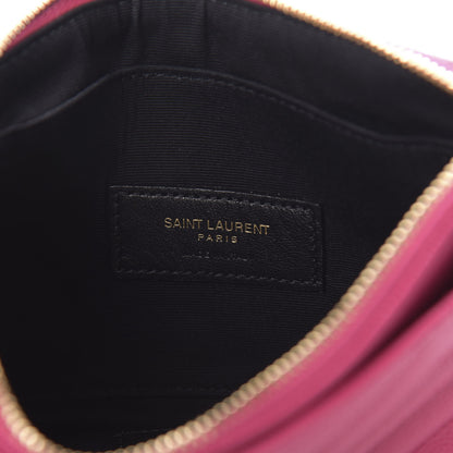 Saint Laurent Grain De Poudre Chevron Monogram Bill Pouch Bright Pink 5 of 7