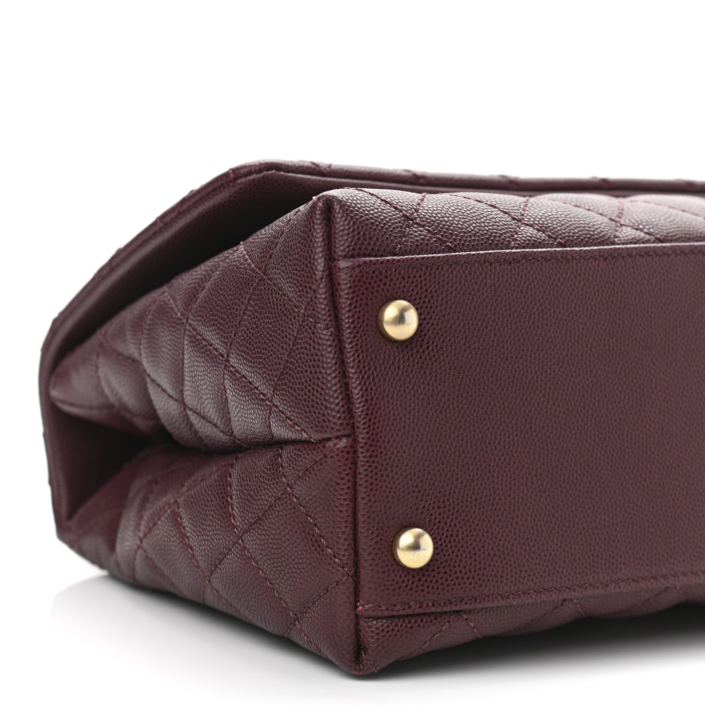 Caviar Lizard Embossed Quilted Small Coco Handle Flap Burgundy