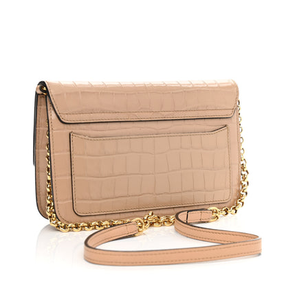 Chloe Calfskin Crocodile Embossed C Shoulder Bag Nut 3 of 11