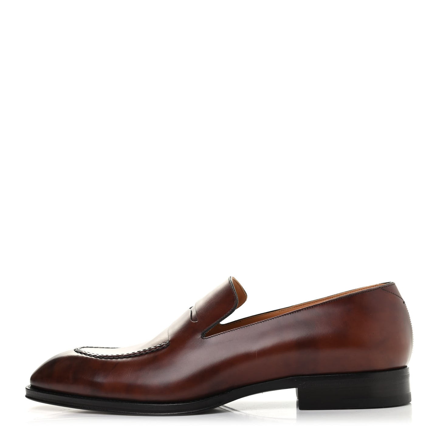 Waxed Calfskin Mens Vendome Loafers 9 Brown