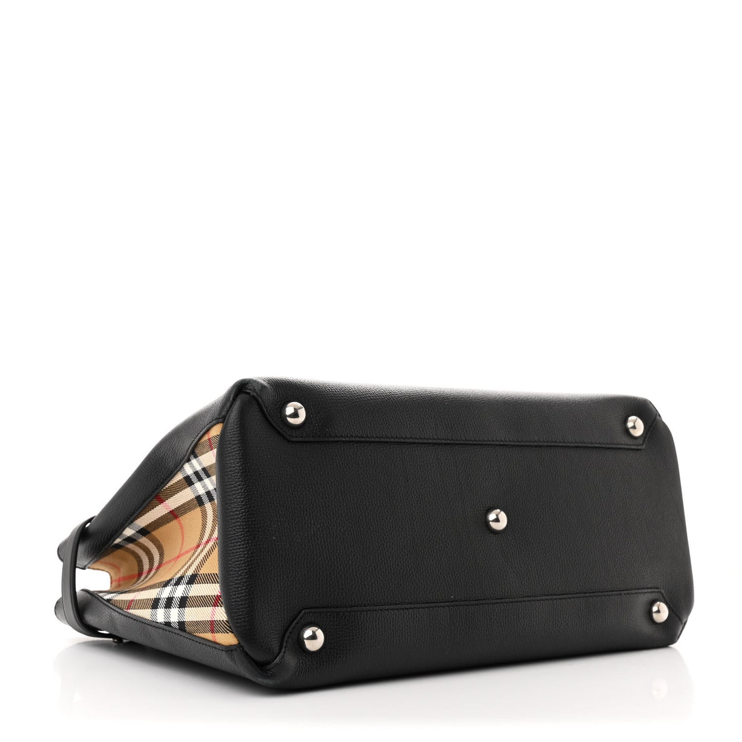 Grainy Calfskin House Check Medium Banner Tote Black