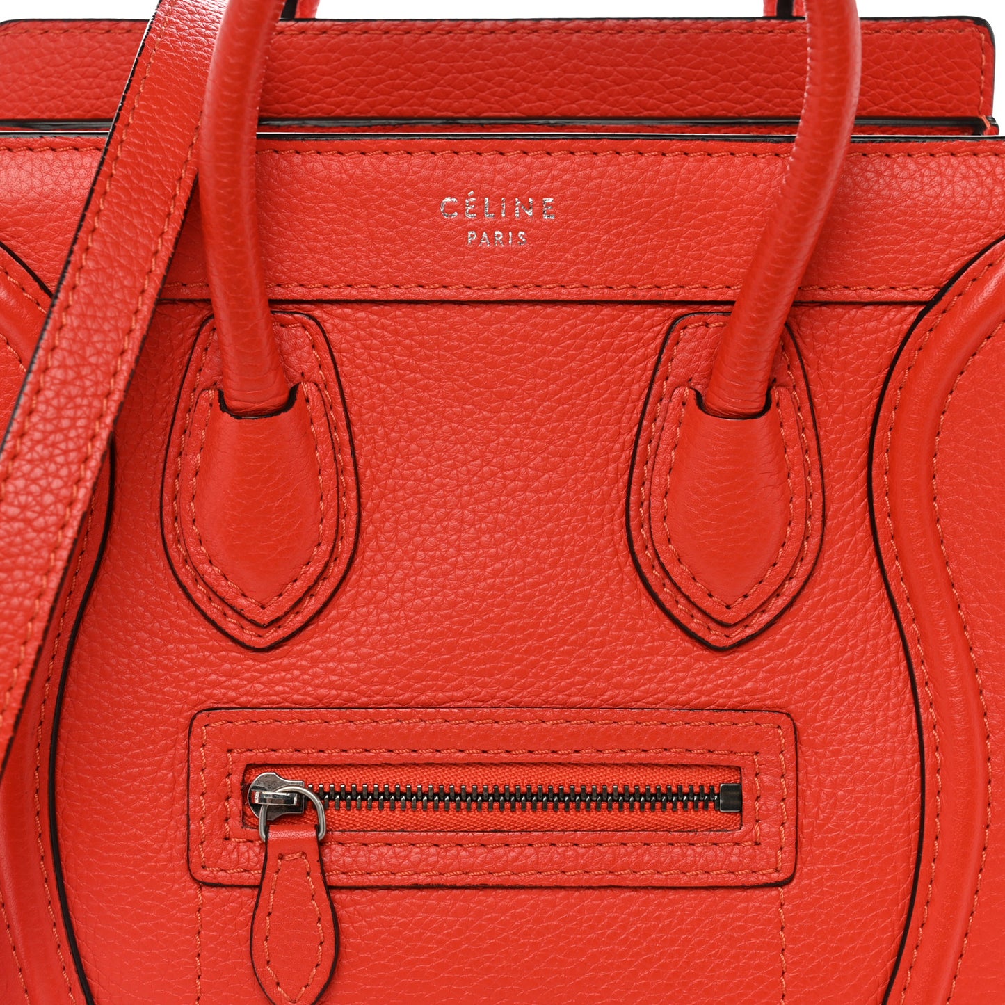 Drummed Calfskin Nano Luggage Vermillion