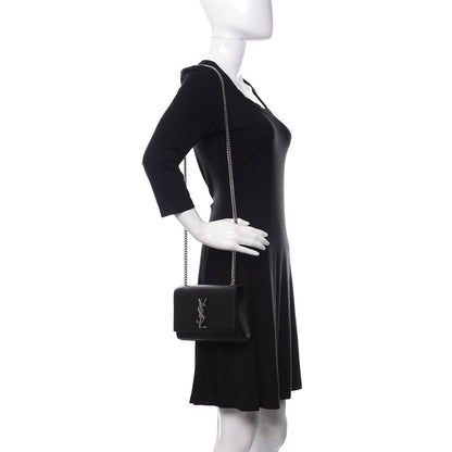 Saint Laurent Grain De Poudre Small Monogram Kate Satchel Black 2 of 9