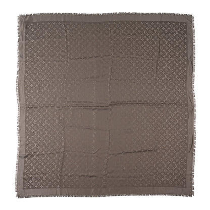 Louis Vuitton Silk Wool Monogram Shine Classic Shawl Taupe 1 of 6