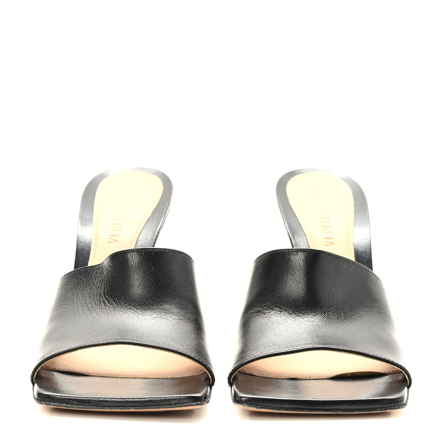 Lambskin Stretch Mule Sandals 38 Black