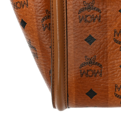 MCM Striped Visetos Small Kathy Double Zip Tote Cognac 14 of 18