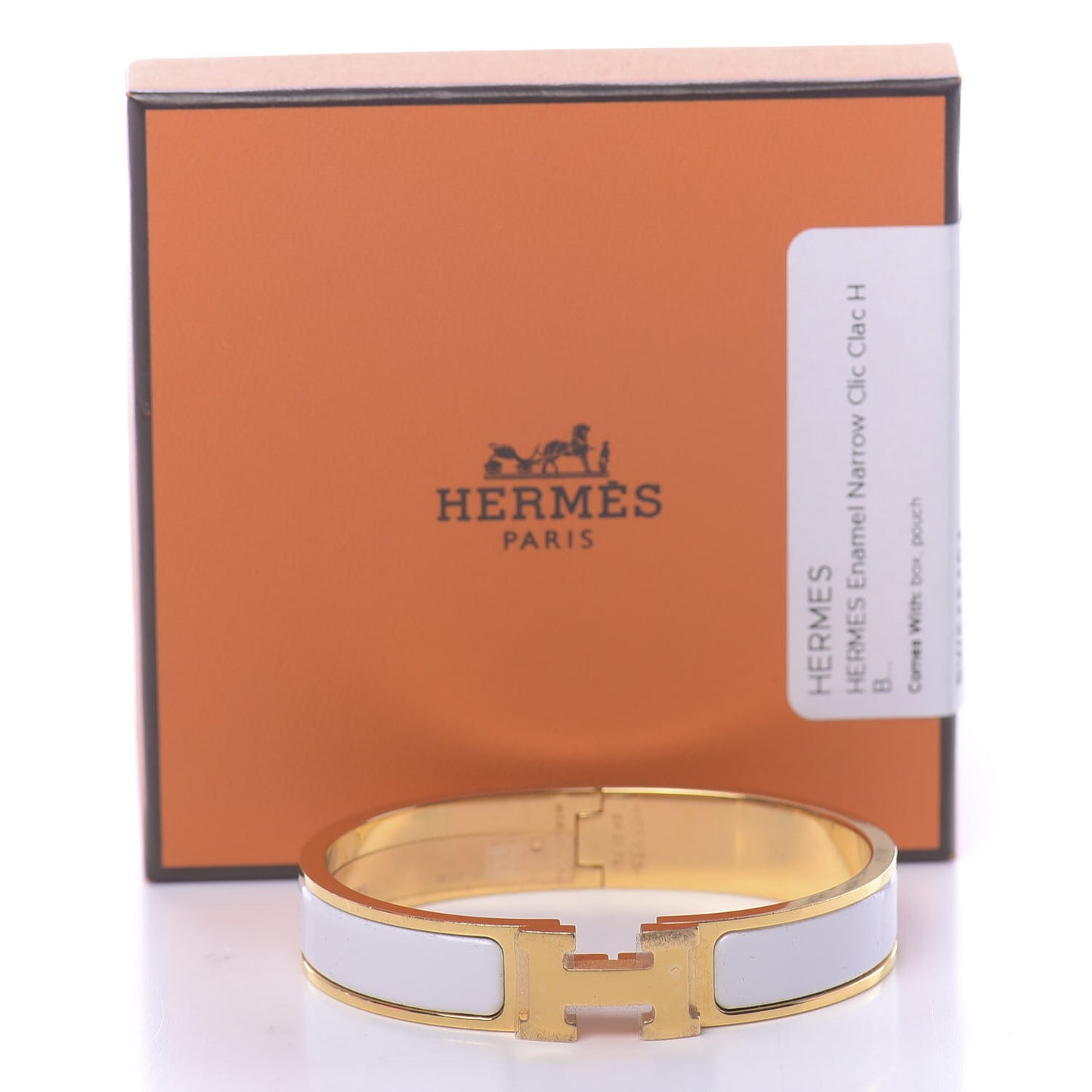 Enamel Narrow Clic Clac H Bracelet GM White