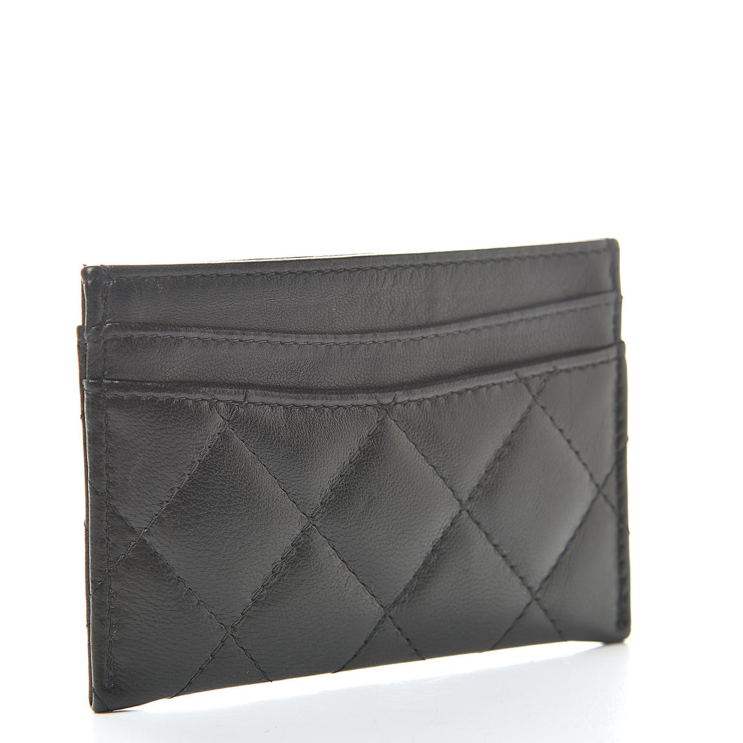 Lambskin Quilted Card Holder Black