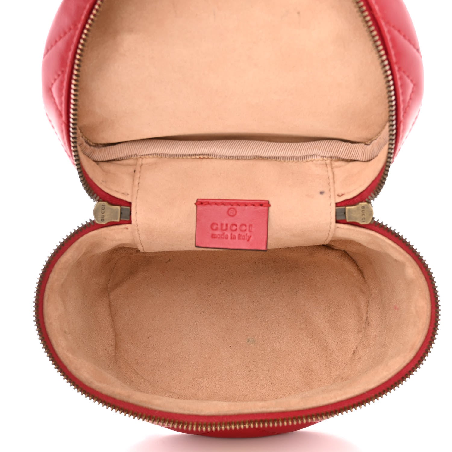 Gucci Calfskin Matelasse Mini GG Marmont Round Backpack Hibiscus Red 5 of 11
