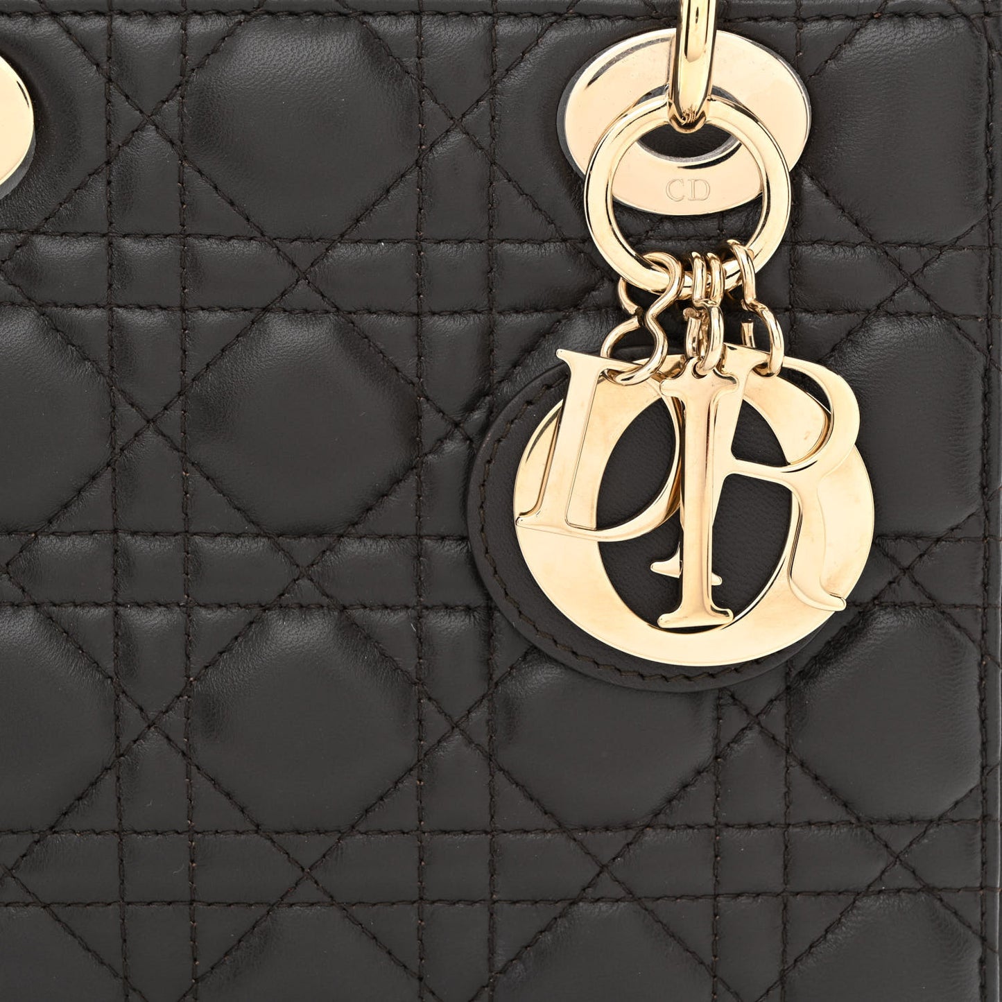 Lambskin Cannage Small Lucky Badges My Lady Dior Dark Grey