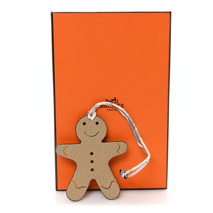 Hermes Taurillon Clemence Epsom Petit H Gingerbread Bag Charm 4 of 4