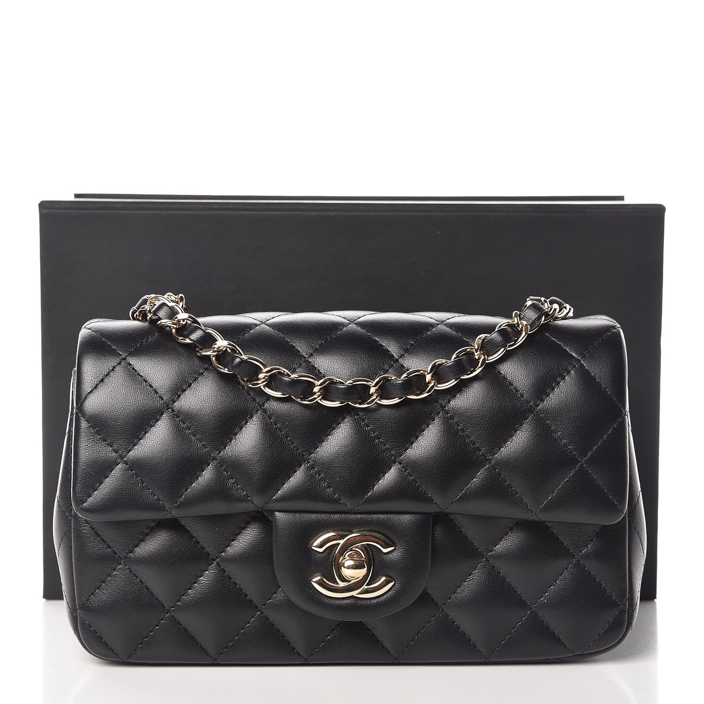 Lambskin Quilted Mini Rectangular Flap Black