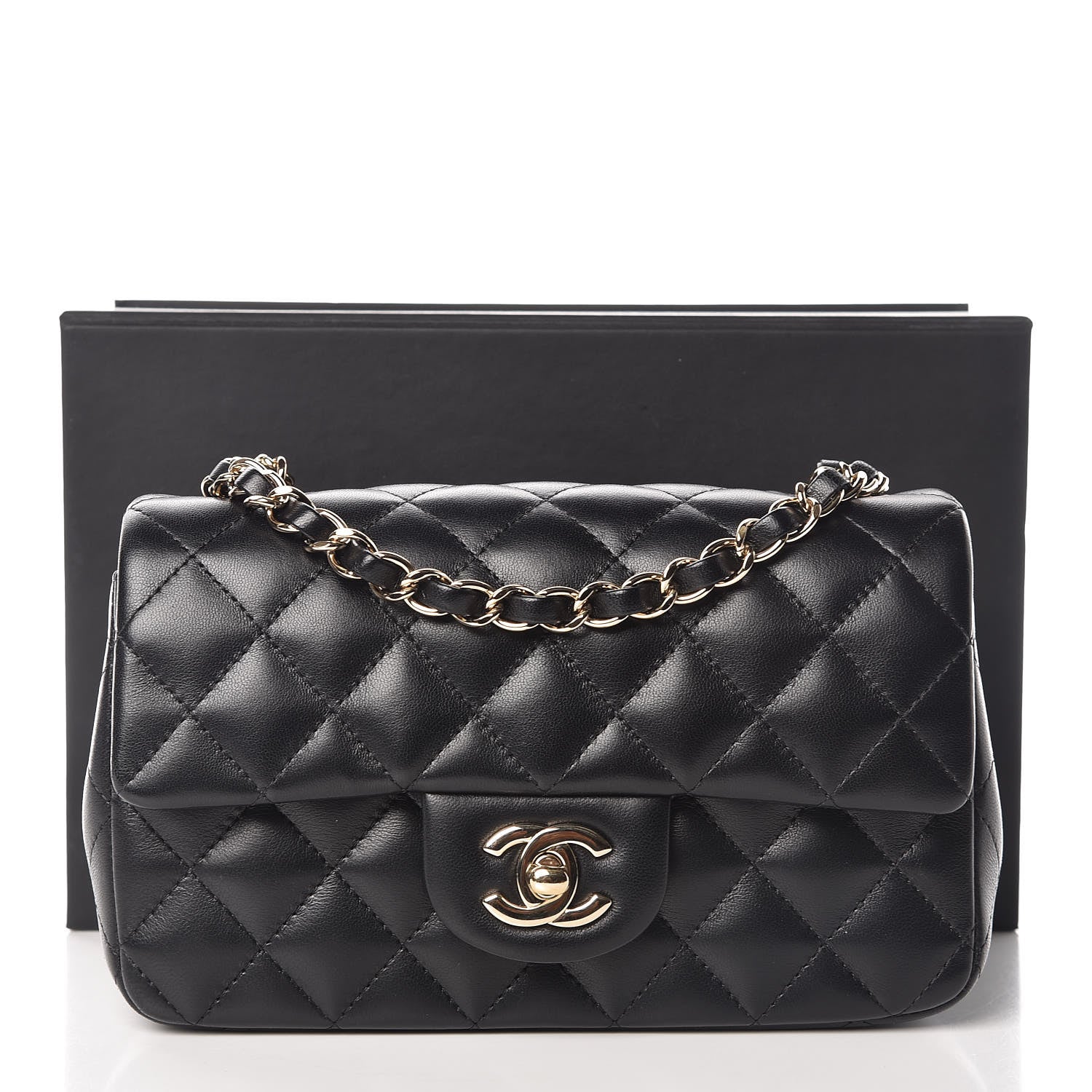 Chanel Lambskin Quilted Mini Rectangular Flap Black 10 of 10