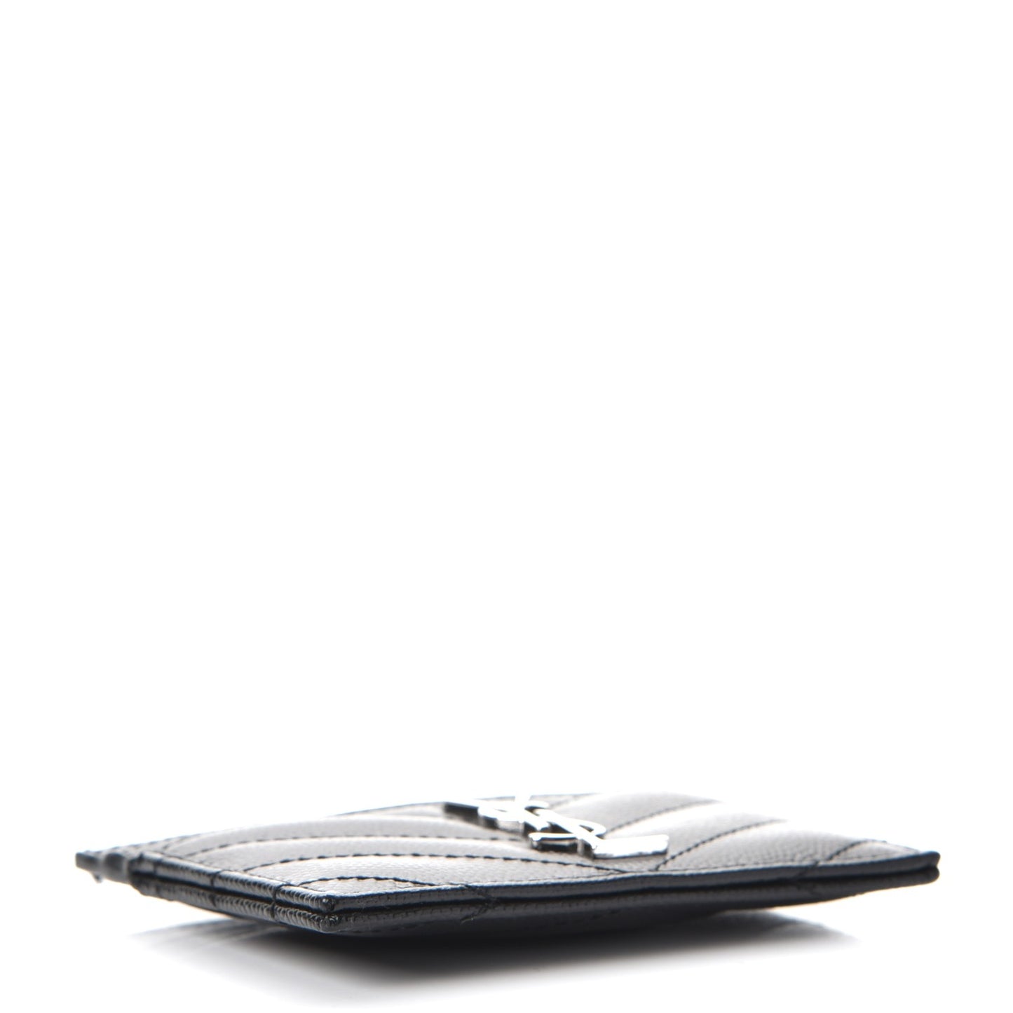 Grain De Poudre Matelasse Chevron Monogram Credit Card Case Black