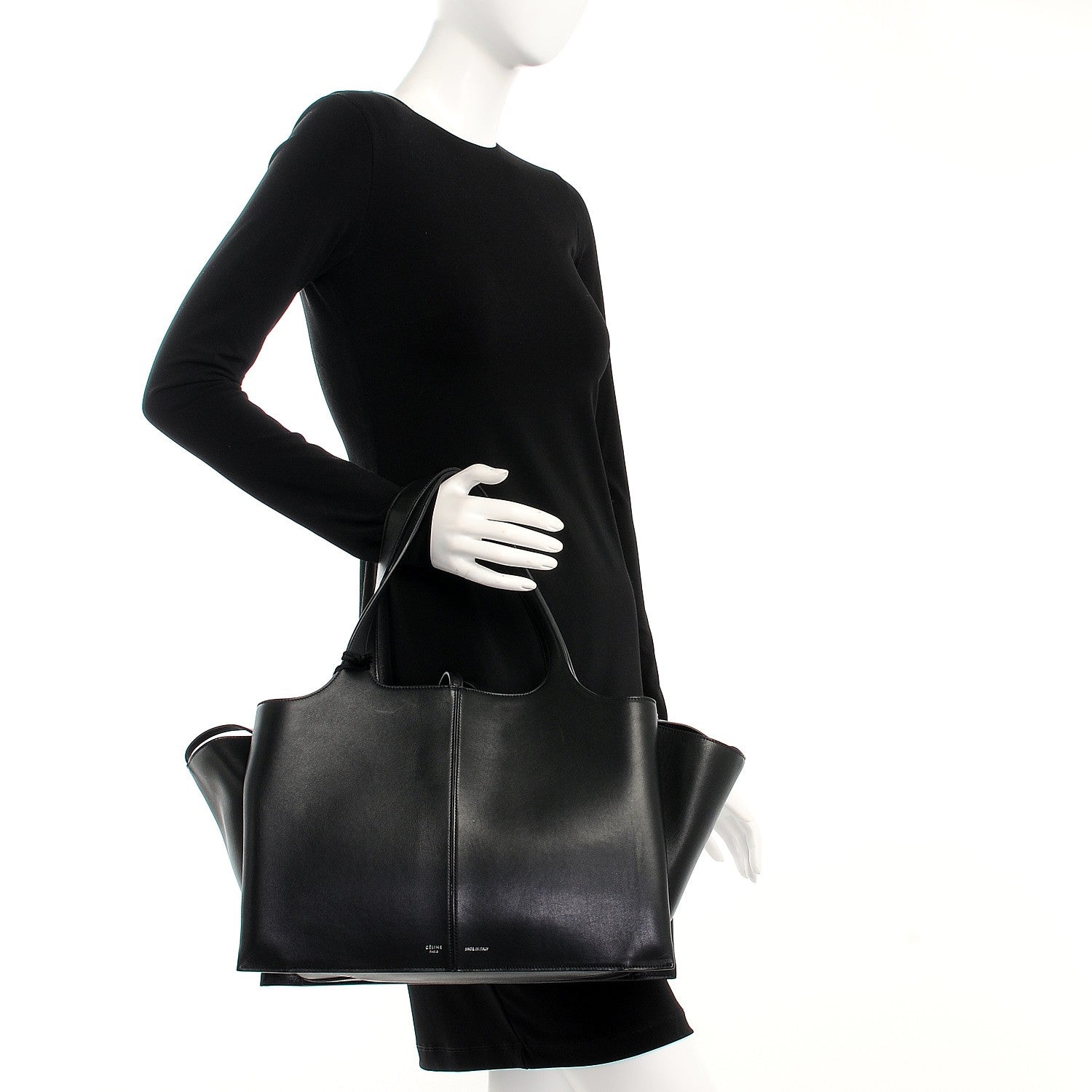 Celine Supple Natural Calfskin Medium Tri-Fold Bag Black 2 of 13