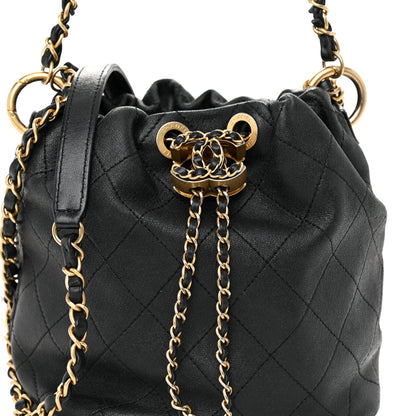 Chanel Lambskin Quilted Antique Signs Drawstring Bag Black 8 of 12