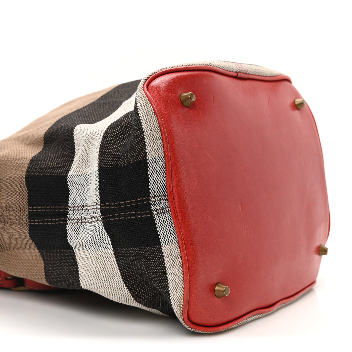 Burberry Canvas Mega Check Medium Ashby Bucket Bag Red 9 of 10