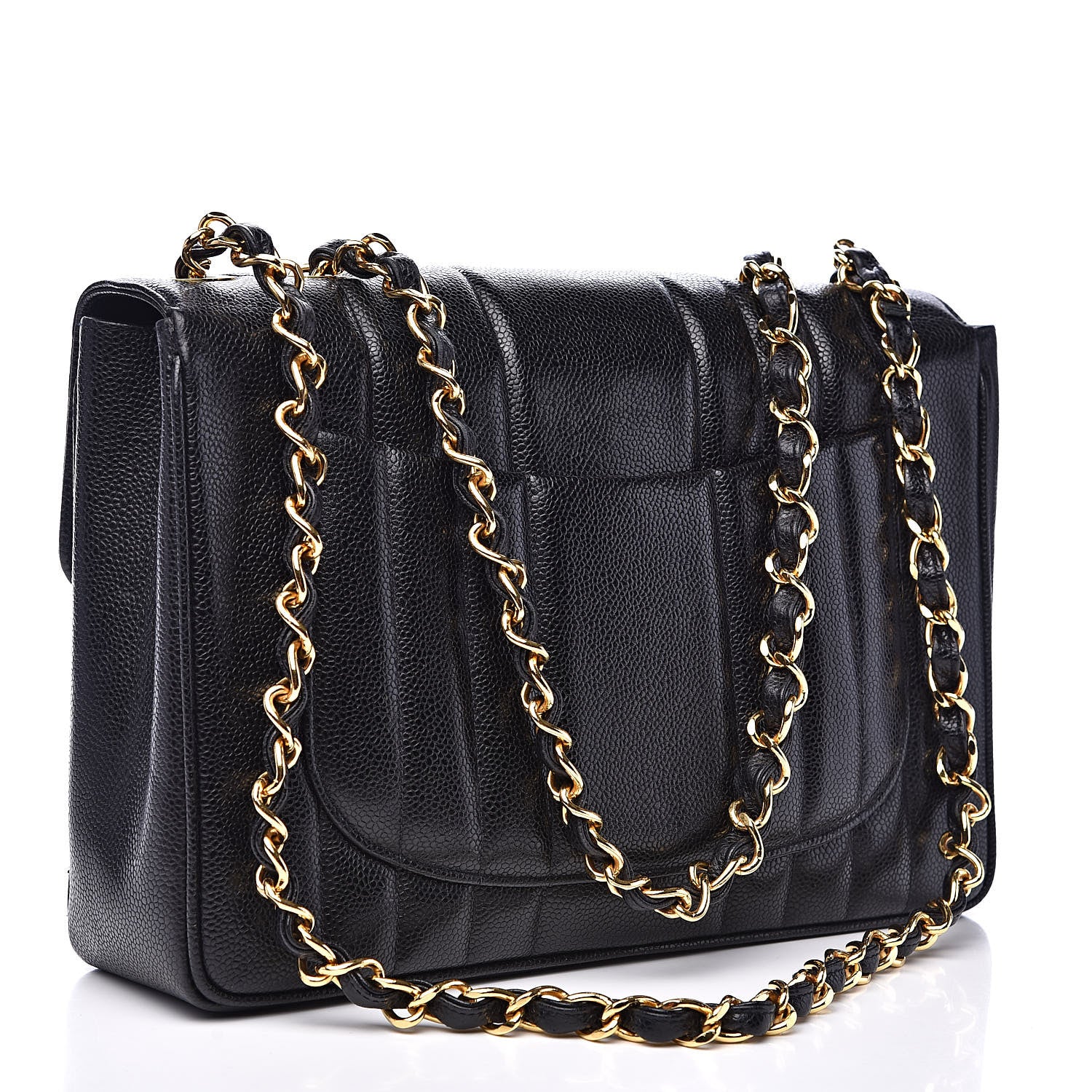 Chanel Caviar Vertical Quilted Jumbo Single Flap Black 3 of 13