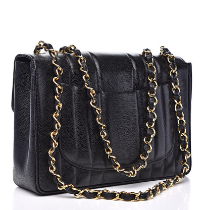 Chanel Caviar Vertical Quilted Jumbo Single Flap Black 3 of 13