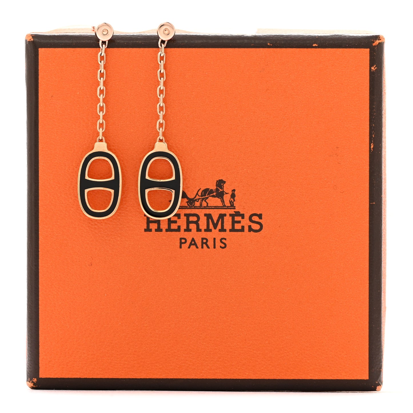 Rose Gold Lacquered Farandole Drop Earrings Black