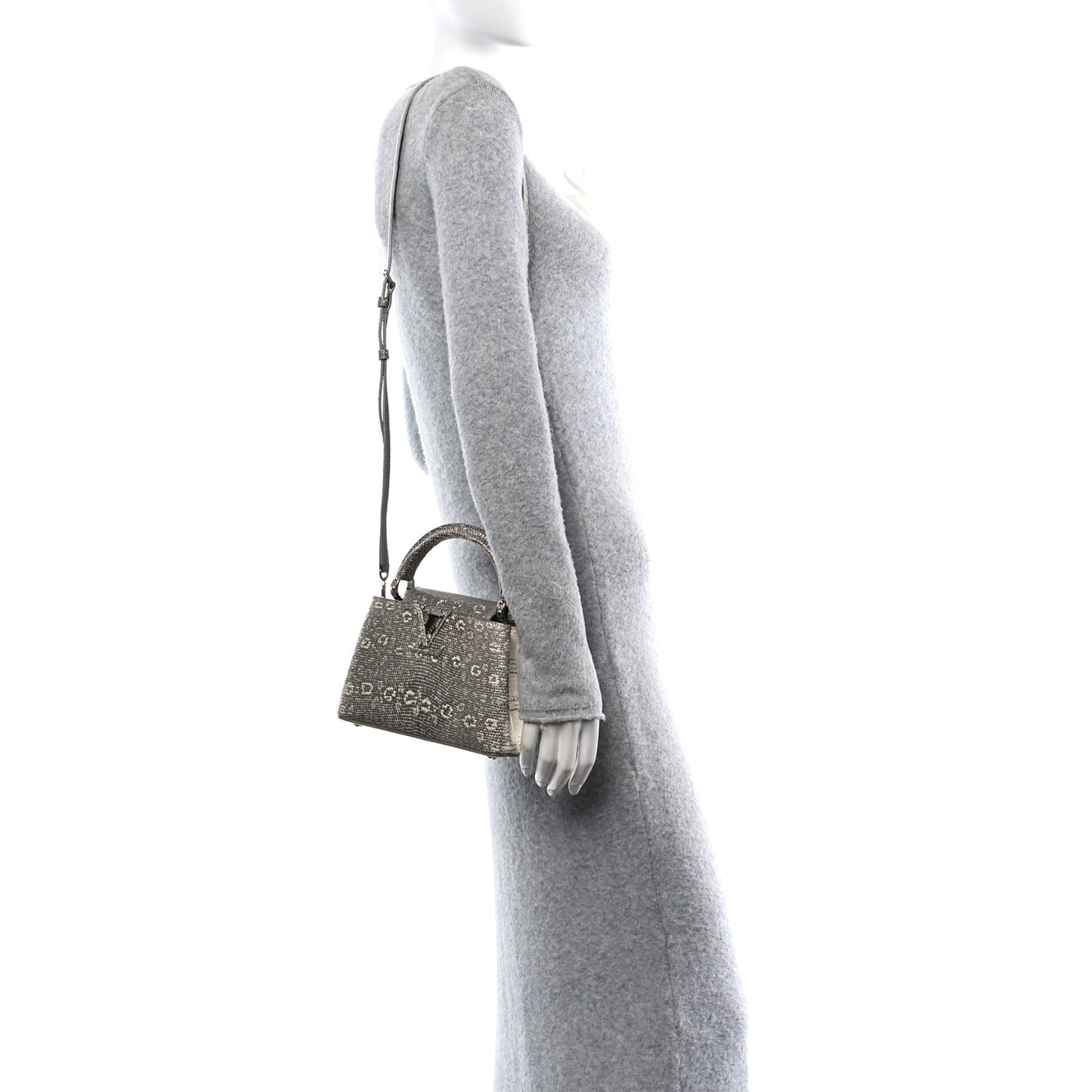 Lizard Mini Capucines Argento