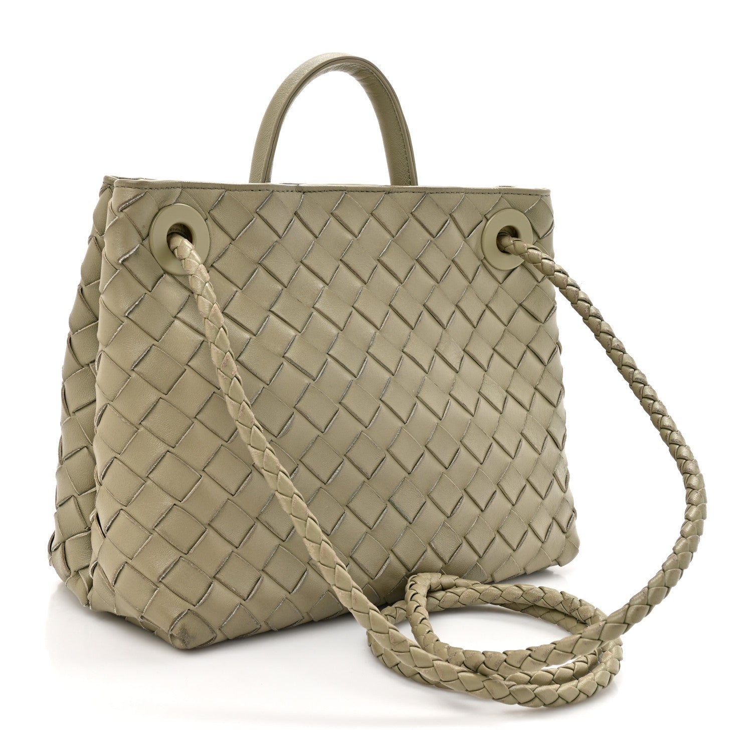 Bottega Veneta Nappa Intrecciato Small Andiamo Shoulder Bag Travertine 3 of 15