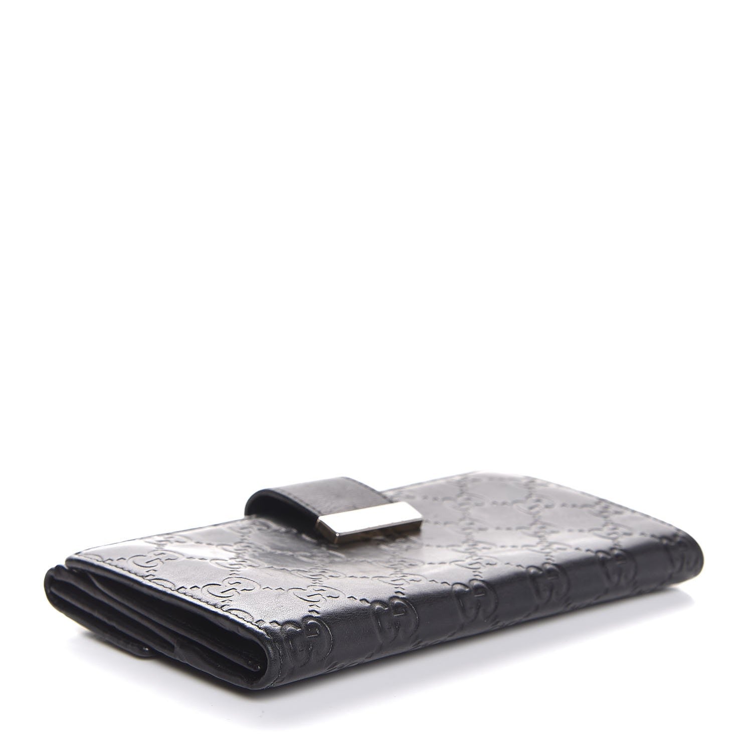 Gucci Guccissima Margaux Calfskin Icon Bar Continental Flap Wallet Black 4 of 7