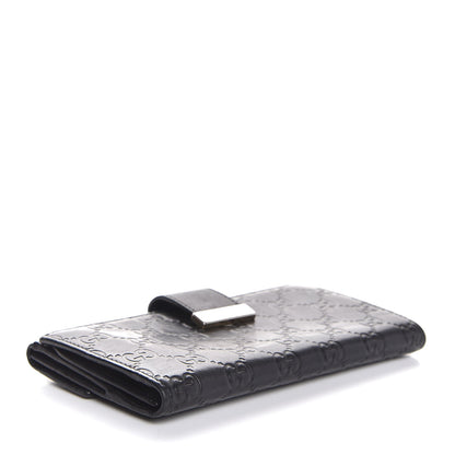 Gucci Guccissima Margaux Calfskin Icon Bar Continental Flap Wallet Black 4 of 7