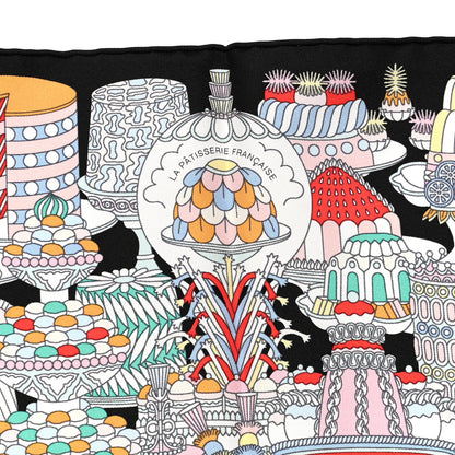 Hermes Silk La Patisserie Francaise Scarf 45 Black Menthol Multicolor 3 of 5