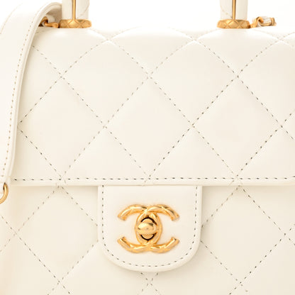 Chanel Lambskin Handle Crush Top Handle Flap Bag White 8 of 11
