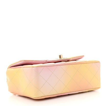 Chanel Lambskin Quilted Tie Dye Ombre Mini Rectangular Flap Yellow Multicolor 4 of 12