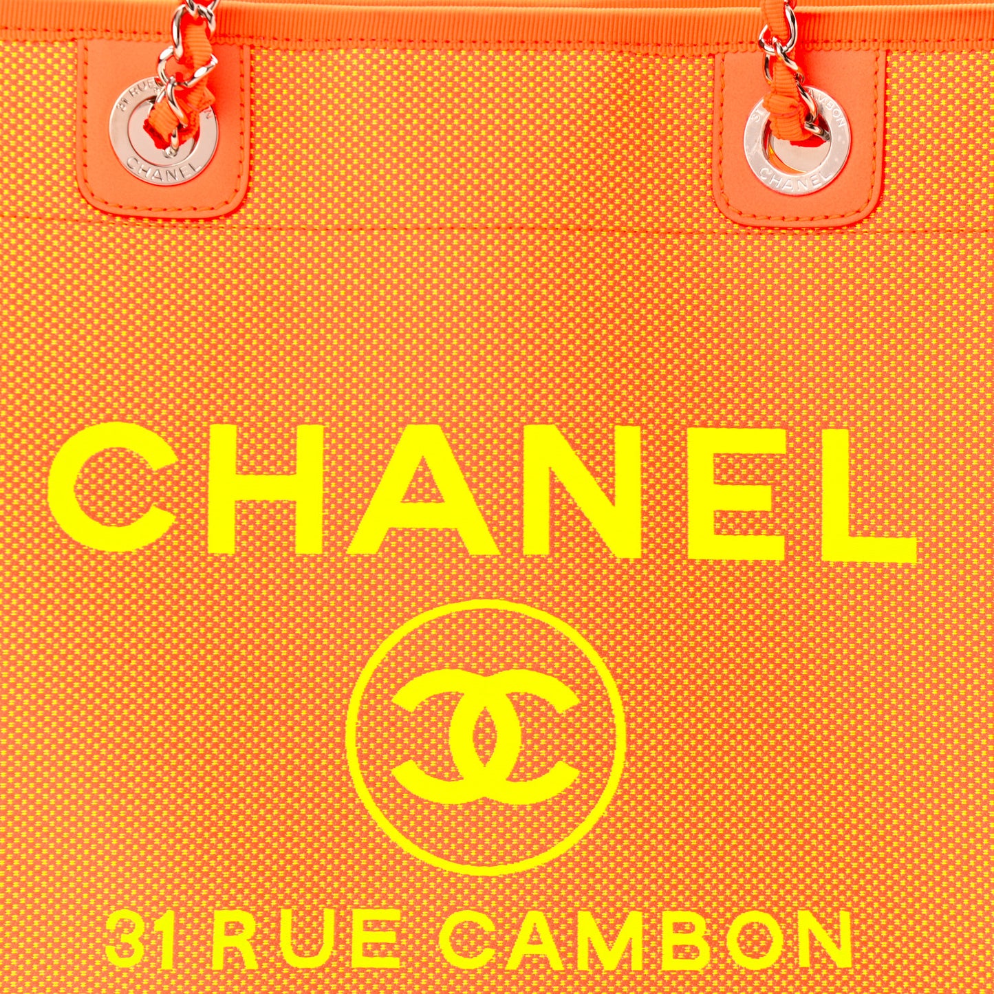 Mixed Fibers Calfskin Small Deauville Tote Orange Yellow