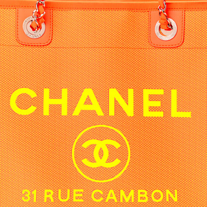 Chanel Mixed Fibers Calfskin Small Deauville Tote Orange Yellow 8 of 13